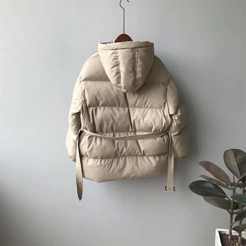 Lugentolo, Женская парка, зимняя, Корейская, свободная, Студенческая, с капюшоном, сохраняющая тепло, пальто, одежда для хлеба, утолщенная, повседневная, на молнии, простая, однотонная, парка