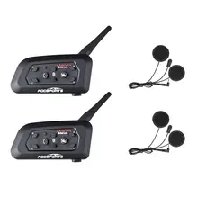 Fodsports 2 шт. V6 Pro мотоциклетный шлем bluetooth гарнитура домофон 6 всадников мото Водонепроницаемый BT переговорные для полного лица шлем