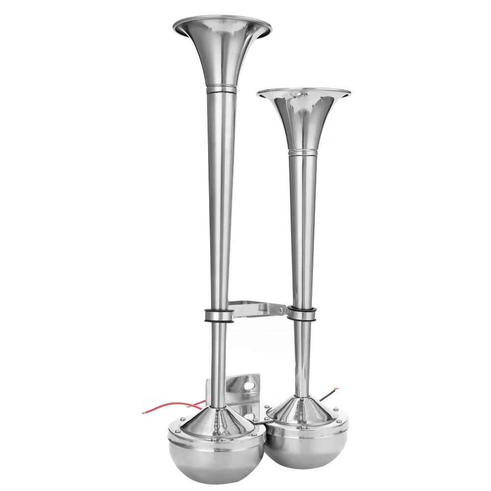 Электрический двойной рог труба 12 В/24 В низкий и высокий тон из нержавеющей стали двойная труба для лодки яхты грузовика автомобиля 180 дБ 400 мм+ 460 мм