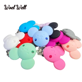 

5pcs Mickey Pacifier Clip Minnie Mouse Clips No-Rusty Silicone Beads Baby Chew Dummy Chain Adapter Easy to Attach infant goods