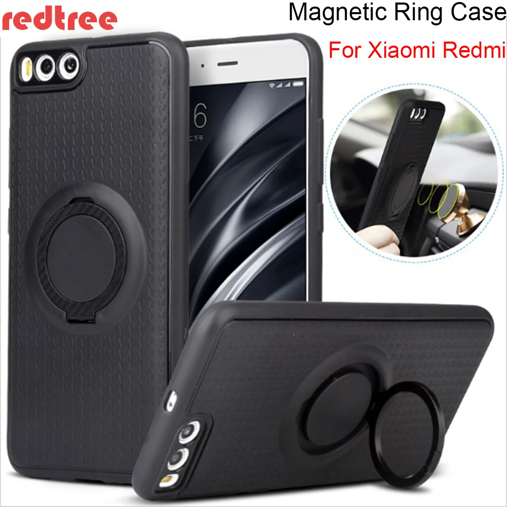 

REDTREE Luxury Soft Cases for Xiaomi Mi a1 Mi5X Mi6 Mi Mix 2 Magnetic Ring Carbon Fiber Case for Redmi 4X 4A Note 4X 5A 4 3 Pro