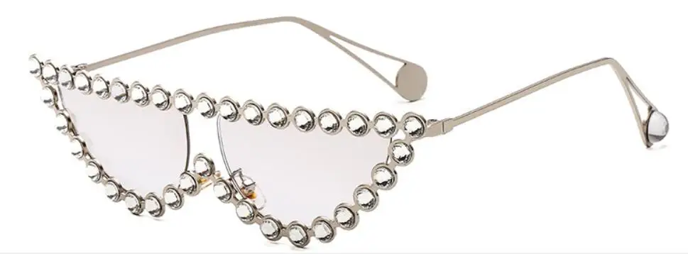 Gradient silver Кристально прозрачные линзы очки женские Мода трендовые дамские уличные вечерние Стразы кошачий глаз солнцезащитные очки градиентные - Цвет линз: Gradient silver