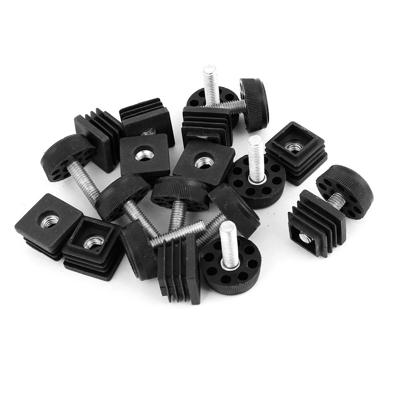 

10 Sets Square Adjustable Leveling Foot Cap Kit 25mmx25mm 30mm Base Dia