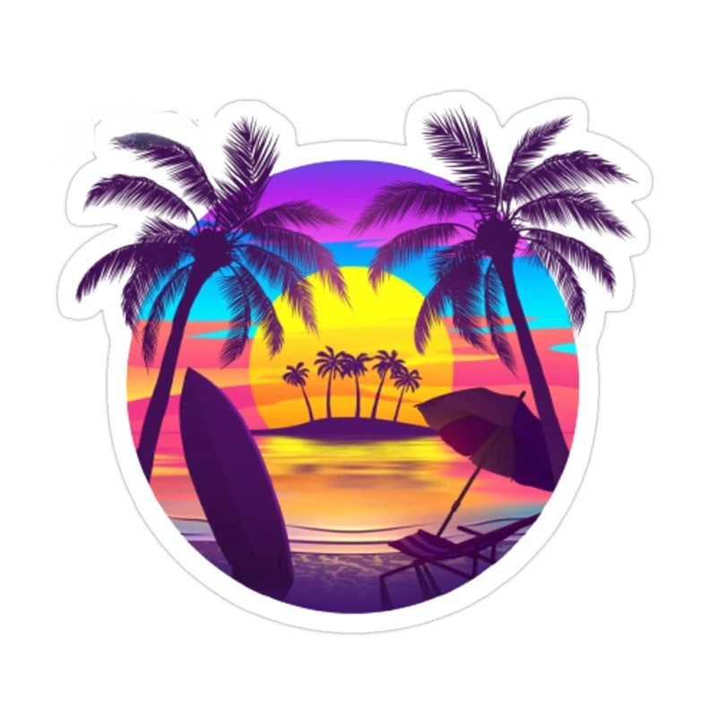 

Colored Personalized Beach Palm Tree Car Sticker Refrigerator Fine Decal DIY Motorcycle Sticker Surfboard Laptop Decor Kk13*12cm