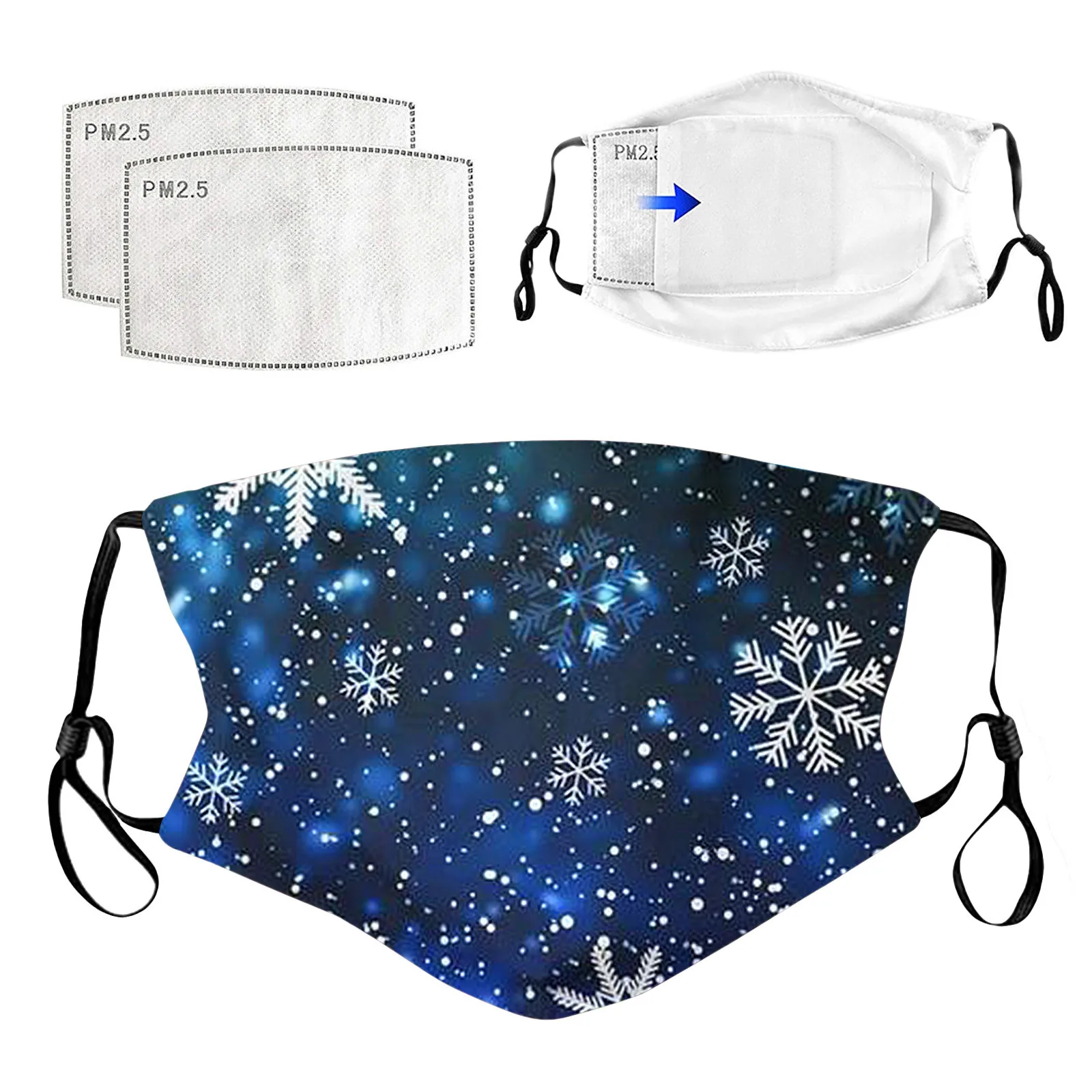 Маска для лица с рождественским принтом женщин фильтром маска рта многоразовые