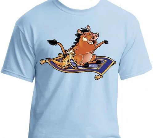 

Aladdin Lion King T-Shirt Unisex Funny Cotton Timon and Pumbaa Sizes New Men Women Unisex Fashion tshirt Free Shipping