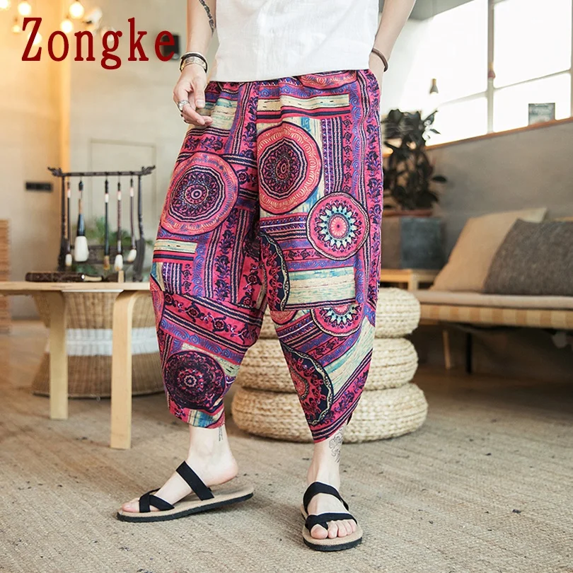 Zongke телячья длина повседневные мужские штаны для бега брюки мужские штаны уличная тренировочные штаны-шаровары штаны, мужские брюки 5XL осень