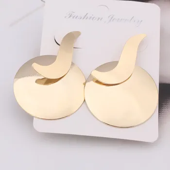 

Simple Vintage Geometric Round Coin Metal Earrings for Women Gold Color Statement Sequin Earrings Modern Art Party Jewelry