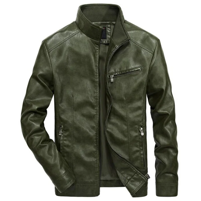 1302 thin green Мужские Куртки из искусственной кожи на весну и осень, повседневная Молодежная байкерская куртка из искусственной кожи, куртка размера плюс 5XL 5XL Jaqueta Masculino Couro - Цвет: 1302 thin green