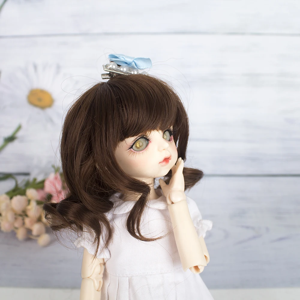 Muziwig коричневый прекрасный короткий кудрявый челка 1/6 BJD парики из мягкого волокна для кукол волос