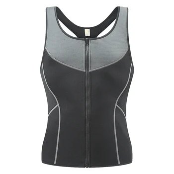 

Men Slimming Vest Fat Burning Sleeveless Workout Waist Trainer Zipper Black Body Shaper Neoprene Elastic Sauna Fitness Corset
