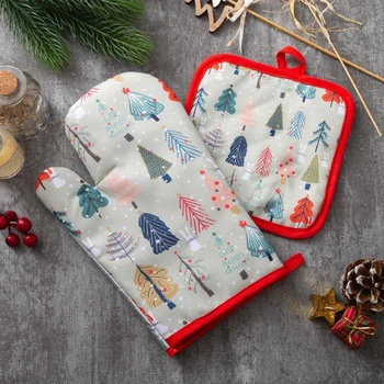 

Dolyan's kitchen set "Snow Forest" potholder 17x17 cm, sleeve 26x16 cm, polyester 100%