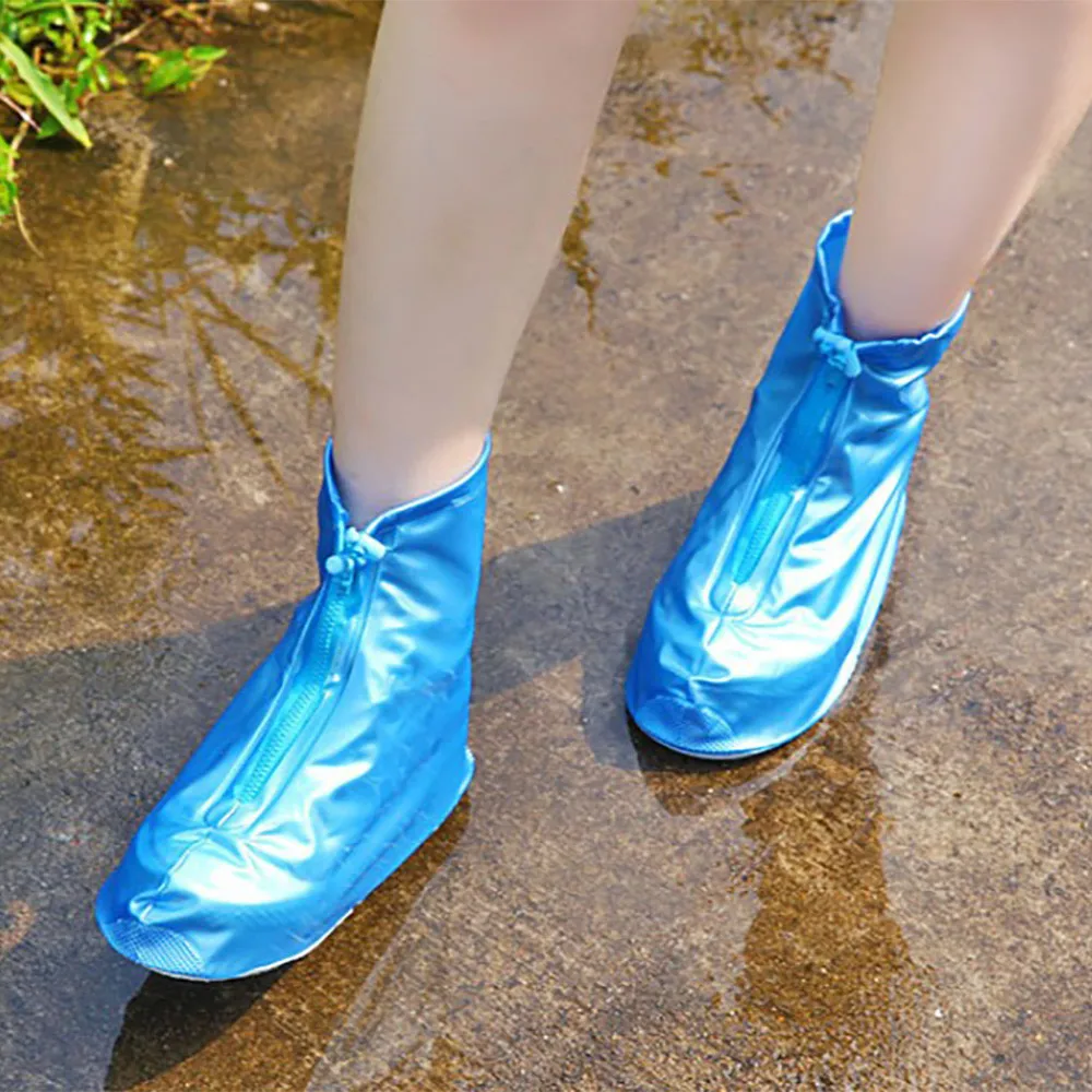 1 Pair Waterproof Protector Shoes Boot Cover Unisex Women Man Zipper Rain Shoe Covers High-Top Anti-Slip Rain Shoes Cases#15