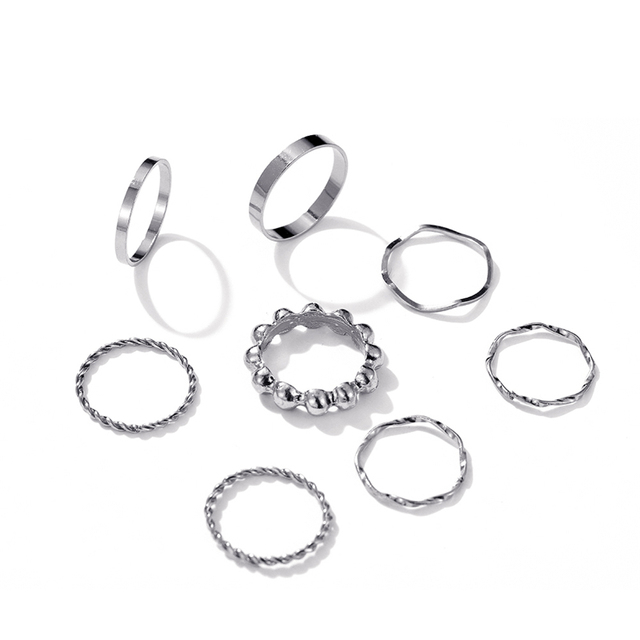 Punk Cool Hiphop Chain Rings Multi-layer Adjustable Open Finger Rings Set Alloy Man Rings for Women Party Gift Jewelry