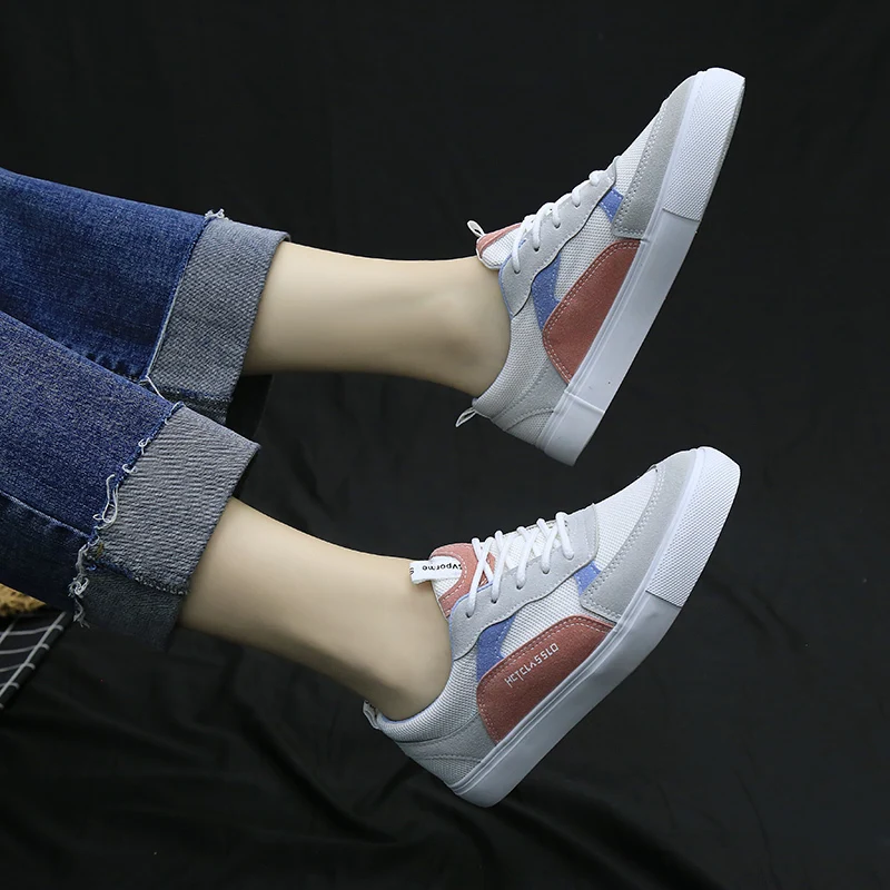 Женские кроссовки 2019 разноцветные кожаные туфли на плоской подошве и низком