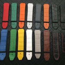 Цветной 25*19 мм из натуральной кожи резиновый силиконовый ремешок для часов с застежкой бабочкой для Hublot ремешок для большого взрыва ремень классический fusion инструменты