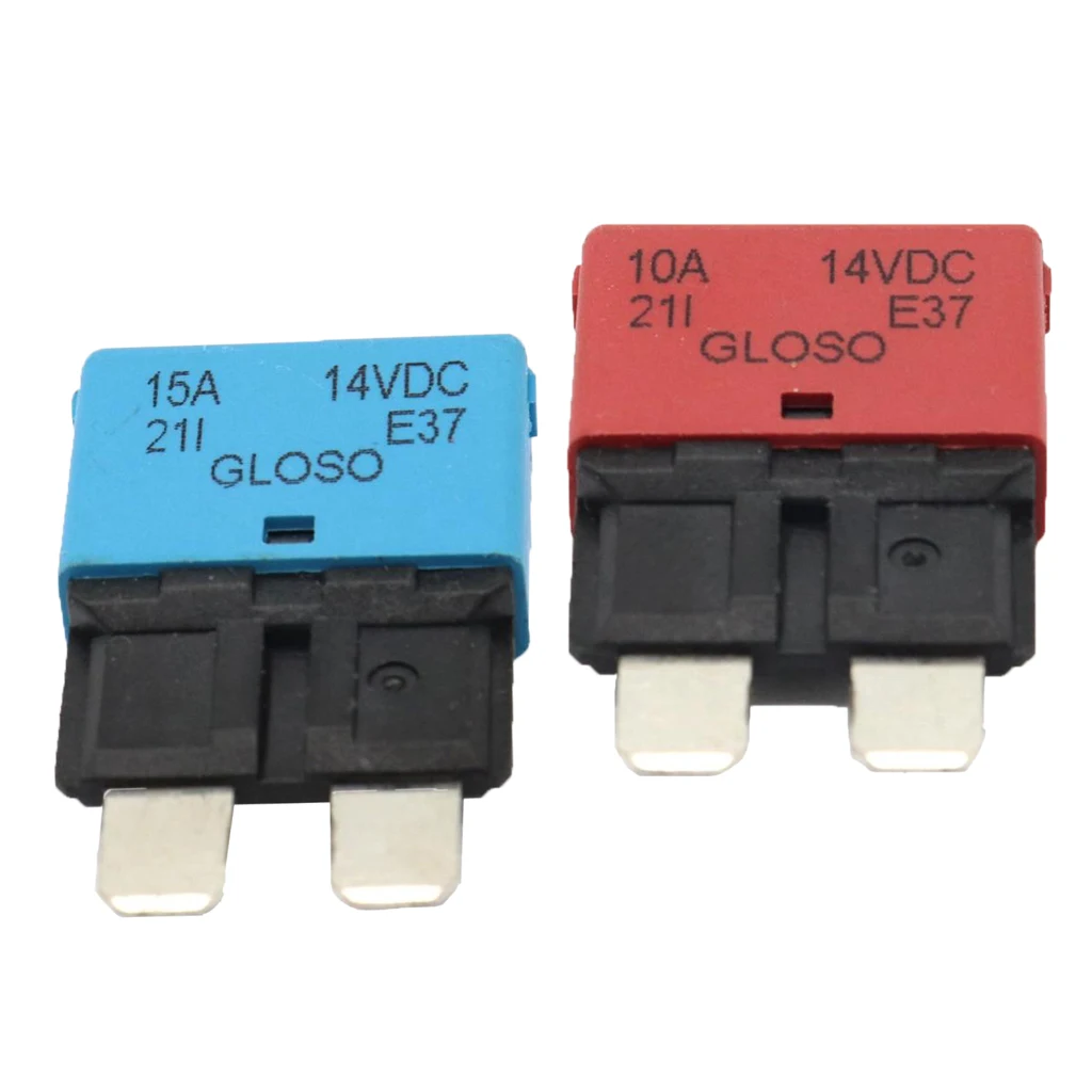 2Pack Blade Fuse Circuit Breaker Automatic Reset Marine 15A/10A