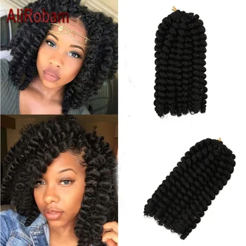 

AliRobam Crochet Braids Short Hair Black Brown Burgundy jumpy Wand Curl Woman Synthetic Braiding Hair Extensions 20 roots/pack