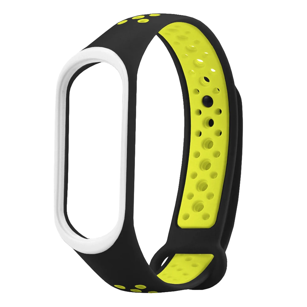 Black Yellow Для Xiaomi mi Band 3 4 ремешок силиконовый двойной цвет mi band 3 4 ремешок mi band 4 аксессуары Замена для Xiaomi mi Band 4 Band - Цвет: Black Yellow