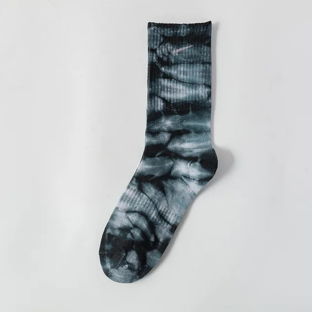 New Fashion Tie-dye Men and Women Socks Cotton Colorful Vortex Hook 19 Styles HipHop Skateboard Funny Happy Soft Girls Sockings Green