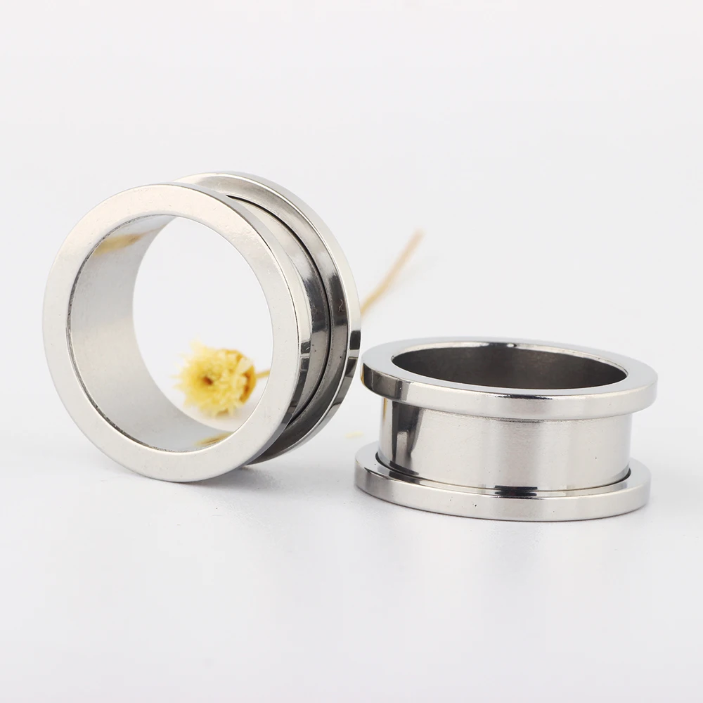 1.6-25mm Big Ear Gauges Wholesales Ear Piercing Flesh Tunnel Earrings Stretcher Expander Screw Silver Tunnels For Ear Plug kIT