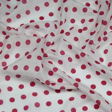 Красный узор в горошек на белой нижней шелковой хлопковой ткани дизайн пятен, SCT386