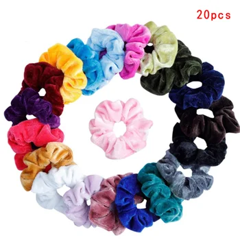 

SAFENH 20Pcs Solid Lady Hair Scrunchies Ring Elastic Hair Bands Pure Color Bobble Sports Dance Velvet Soft Charming Hairband