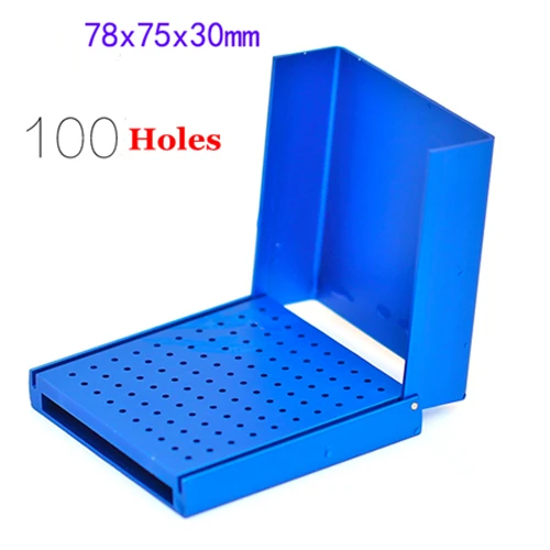 1PC Blue 1 шт. держатель зубных боров Autoclavable высокоскоростной Алмазный Бур Блок 100 отверстий - Цвет: 1PC Blue
