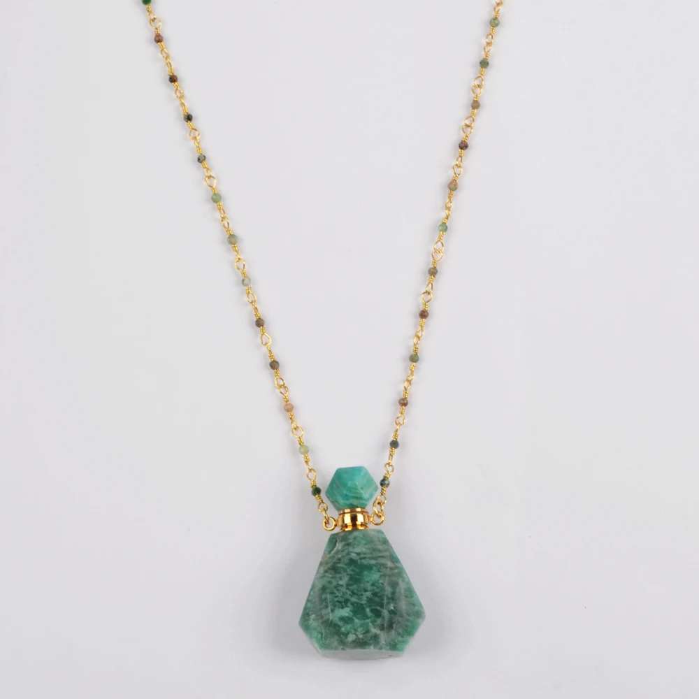 BOROSA 2 шт. флакон для духов натуральный мульти-вид камень эфирное масло Bottole аметисты 26 дюймовый шарик цепи женское ожерелье HD0091