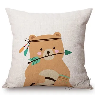 N284-9 Cute Forest Animals Owl Raccoon Fox Bear Baby Cartoon Art Sofa Throw Pillow Case Lovely Woodland Animal Children Cushion Cover - Цвет: N284-9