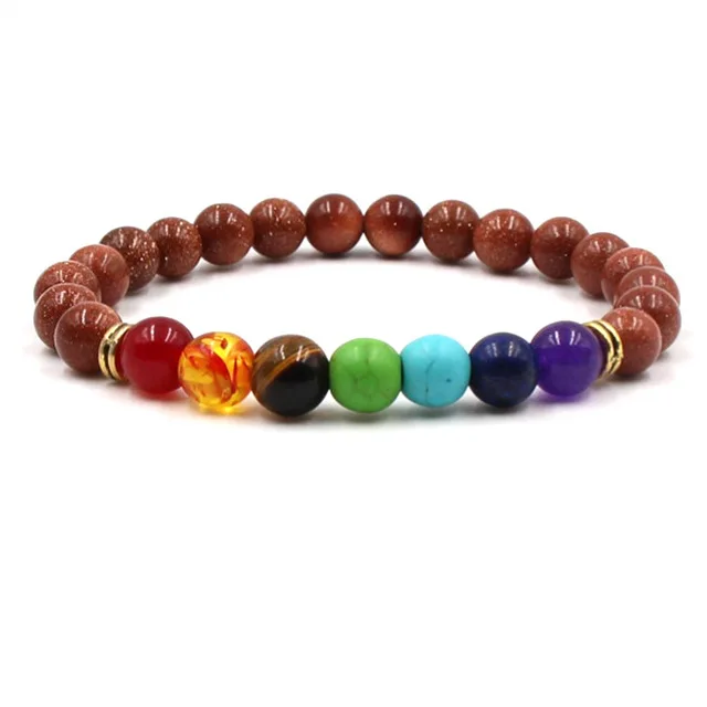Eight Planets Natural Stone Bracelet Universe Yoga Chakra Galaxy Solar Lovers System Bracelets For MenOrWomen JewelryAnniversary - Окраска металла: Brown rainbow