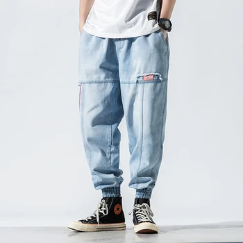 

2020 Spring New Men's Stretch Jeans Slacks Baggy Fit Multi-Pocket Denim Pants Men's Fashion Brand Clothing