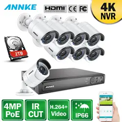 ANNKE 8CH 4MP POE видео система безопасности 4K NVR с 8 шт 4 мм 4MP Всепогодный ИК-вырез камеры ночного видения комплект камер видеонаблюдения для