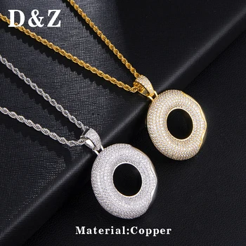 

D&Z New Design Micro Paved CZ Dessert Donut Pendants Necklaces For Men Hip Hop Iced Out Jewelry Accessories