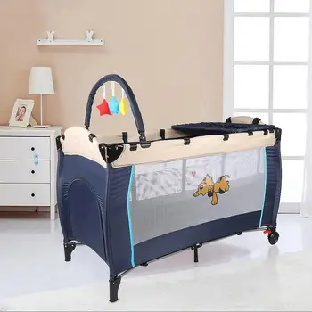 

2020 New Baby Crib Bed Foldable Bed Baby Folding Play Bed Travel Bed Portable Red Blue Big Capacity Bed Dropshipping FR HWC