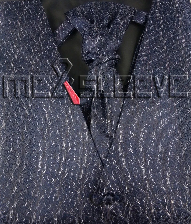 Мужской костюм смокинг платье Swirl жилет 3 шт для свадьбы - Цвет: navy