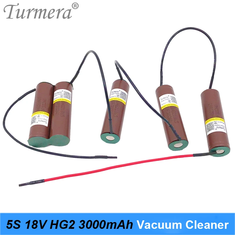 Turmera 18650 Battery 5s 18v 21v 3000mah Battery 18650 HG2 30A Welding for 18V Screwdriver Battery and Vacuum Cleaner Customized