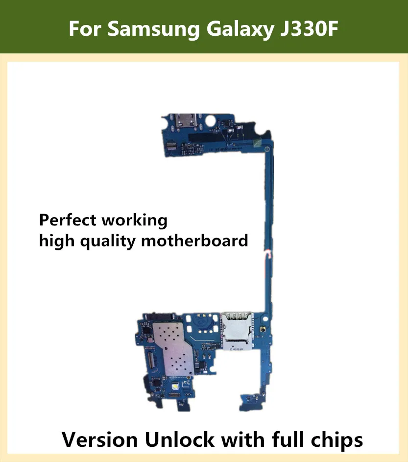 Используется разблокированная оригинальная материнская плата для Samsung Galaxy J3 J330F материнская плата с полным чипом Android OS логическая плата