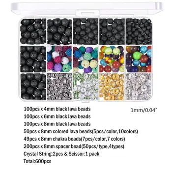 

Lava Beads Crystal String Mixed Color Box Set Loose Beads for DIY Jewelry Making DXAA
