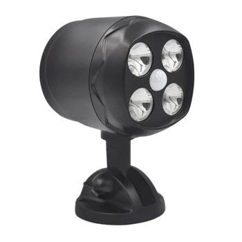 

360 Degree Rotary Motion Sensor Spotlight IP65 Waterproof 4LED Outdoor Lights Battery Operated Lamp Security Lights for Wall