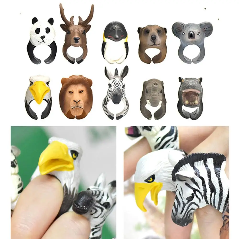 

Simulation Animal Ring Vintage Fashion Innovative 3D Open Hand Ring Simulation Animal Model Toy Animal World Childrens Toy