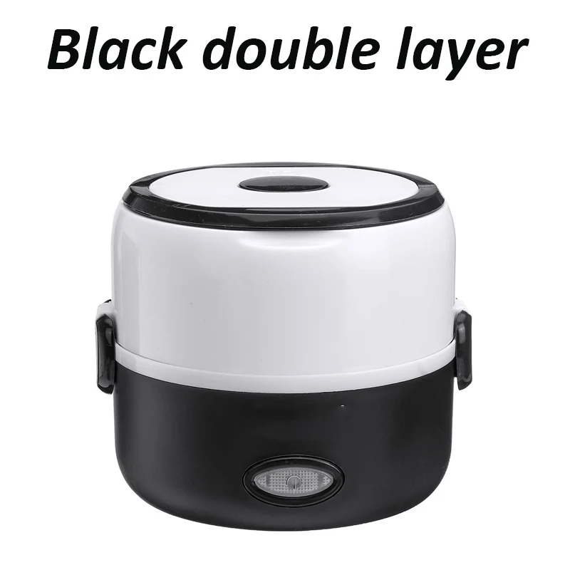 Black 2 Layers Электрическая рисоварка из нержавеющей стали 1,3л/2л 2/3 слоев Пароварка портативный еды тепловое Отопление Ланч-бокс контейнер для еды теплее - Цвет: Black 2 Layers