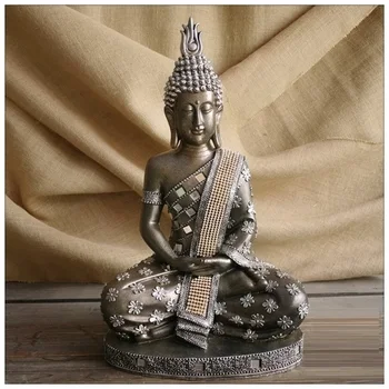 

Creative Thai Silver Flower Buddha Art Sculpture Buddha Decorative Figurine Statue Resin Crafts Decorations For Home R3687