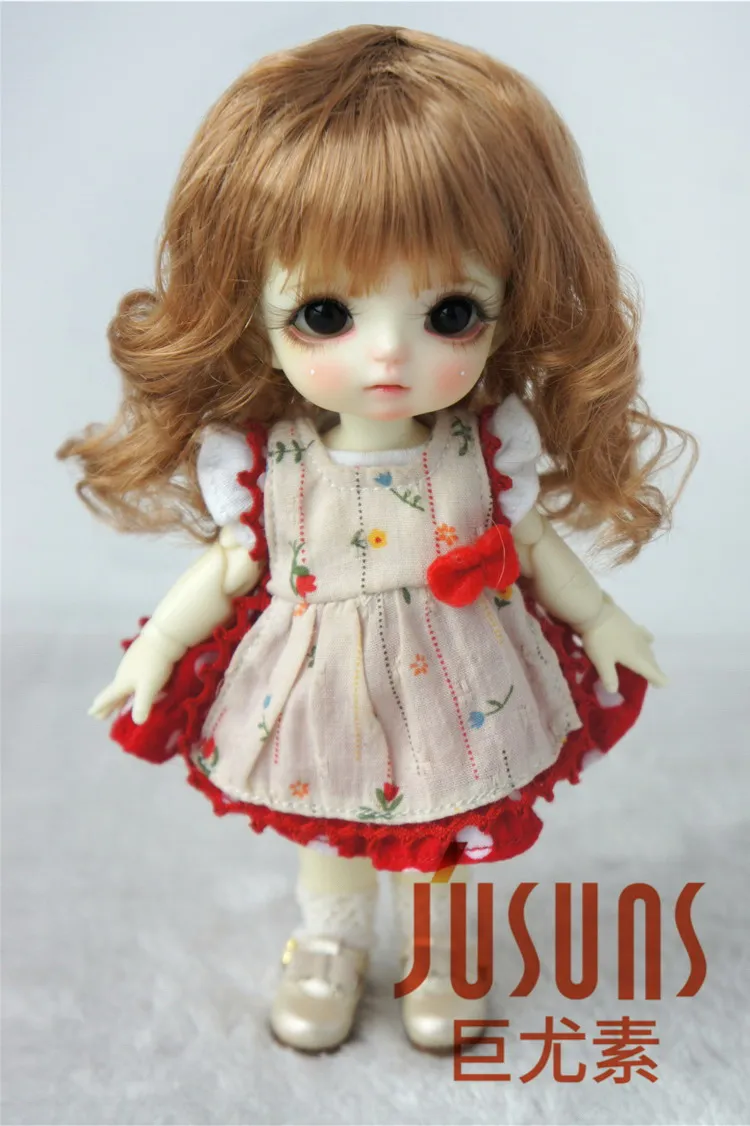 JD260 1/8 1/6 красивый синтетический мохер BJD парики Размер 5-6 дюймов 6-7 дюймов кукольные волосы леди слегка волнистые волосы bjd - Цвет: 5-6inchGolden Blond