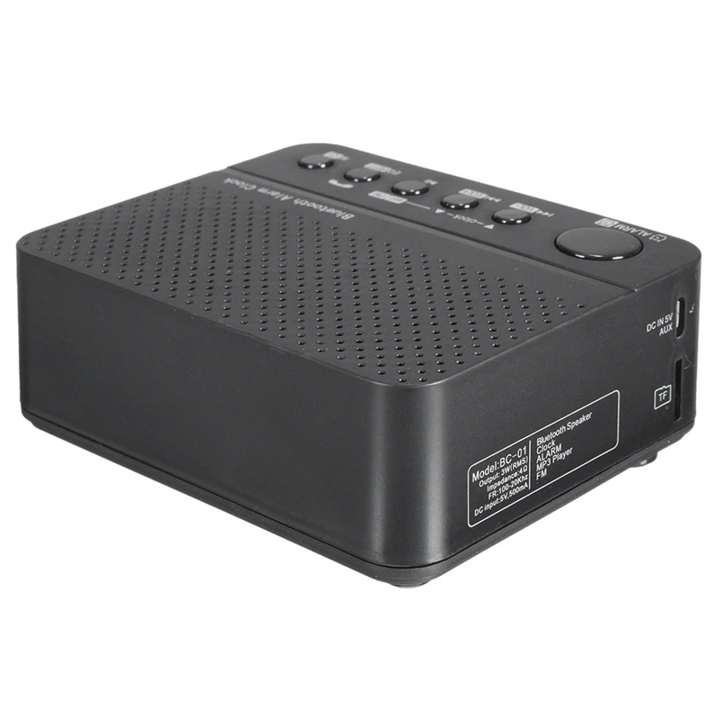 Bluetooth цифровой светодиодный дисплей будильник динамик усилитель fm-радио MP3-плеер Черный