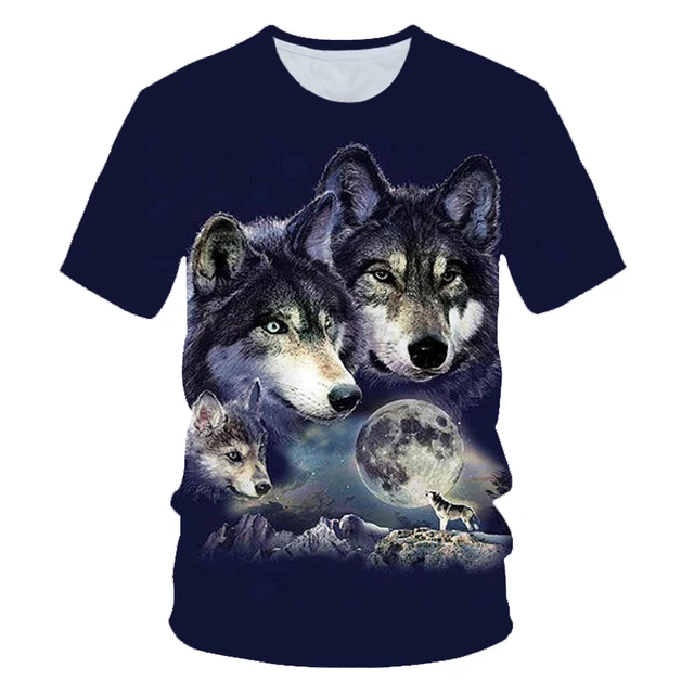 2019 Summer Kids 3d T Shirt Animal Snow Wolf Head Fashion Children - roblox fur wolf head