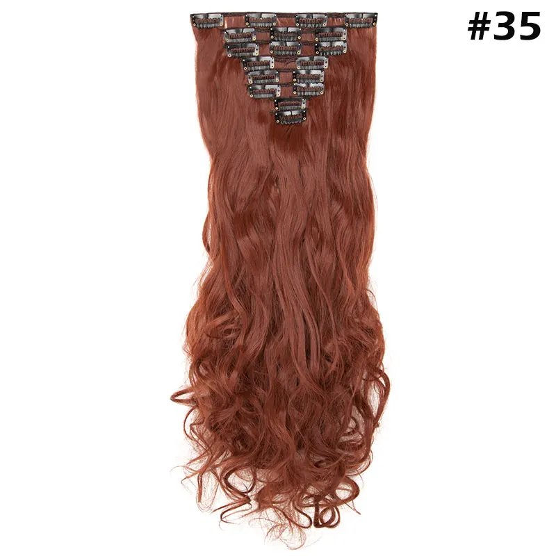 Snoilite 41 цвет волосы на заколках 1" 24" длинные волосы на заколках для наращивания натуральные синтетические волосы для женщин 180 г - Цвет: bright brown