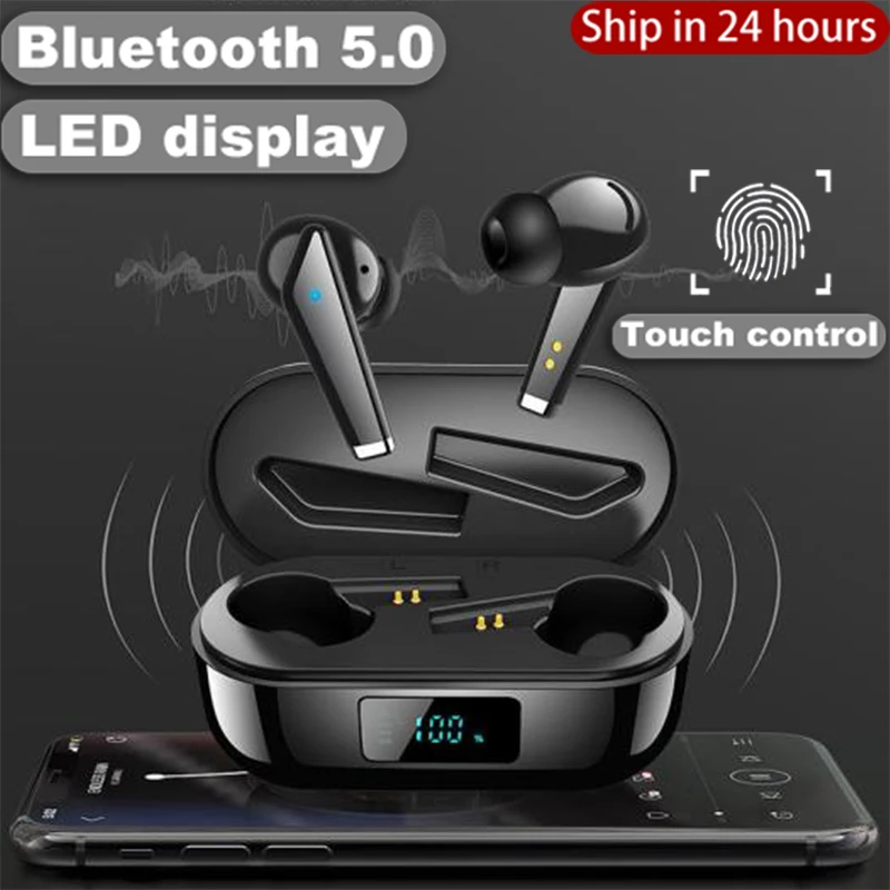 New T3 Wireless Headphones Bluetooth Earphones Touch Control With LED Display Type C Interface Sport Waterproof Headset Earbuds