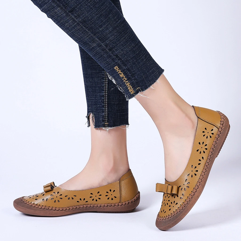 Zapatos mujer mocasines planos de mujer suave mariposa nudo ahueca hacia fuera mocasines de gran tamaño solo zapatos ligeros zapatos # G2| Zapatos planos de mujer| - AliExpress