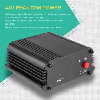 

Hot 48V 1-Channel Phantom Power Supply with One XLR Audio Cable for Condenser Microphone Studio Music Voice Recording Equipment